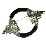 Art Deco Style Large Black Enameled Brooch